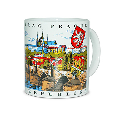 Mug  painted Prague - Hradčany white - White