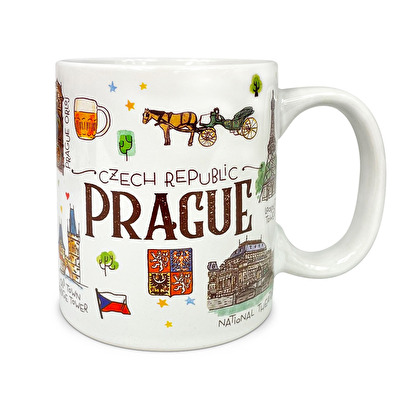 Mug Prague with a box Aquarel