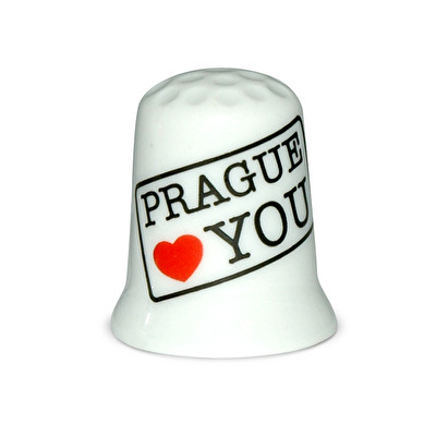 Sewing thimble Prague love you - White