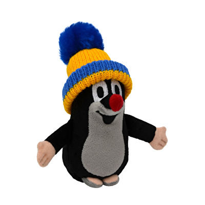 Plush Mole cap blue-yellow 15 cm