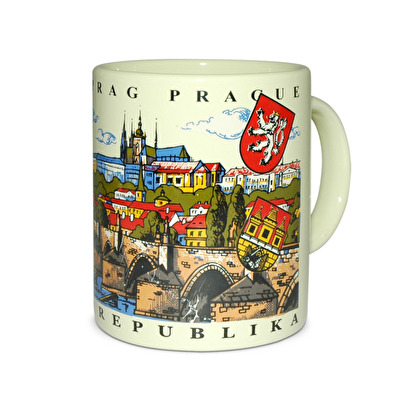 Mug  painted Prague - Hradčany beige - Beige