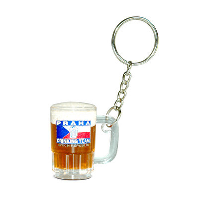 Plastic keychain beer stein Prague D.T.