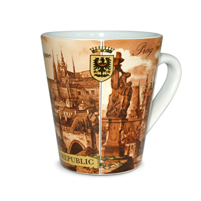 Conical mug Prague brown - White