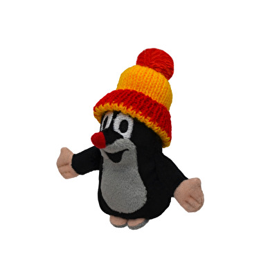 Plush Mole finger puppet cap red-yellow 10 cm 