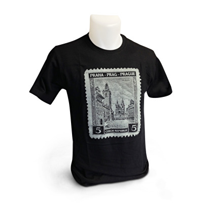 T-shirt Prague stamp Old Town Square 48. - Black