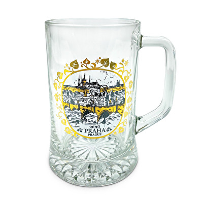 Glass tankard Corona 0,5 Gold Prague Castle