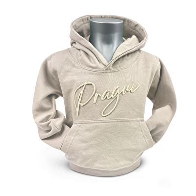 BABY-sweatshirt mit Kapuze und mit der Broderie DIS sandig