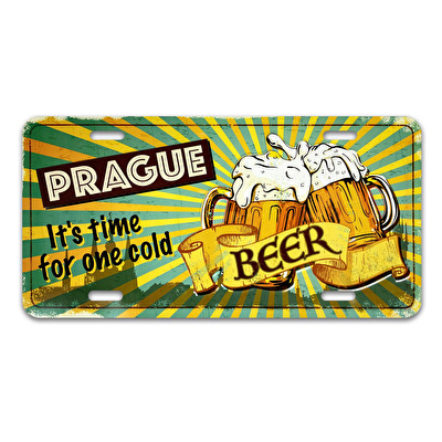 Vintage Metallschilder Prag 30x15 cm Beer
