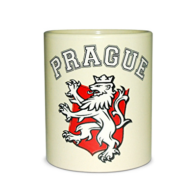 Tasse Prag Löwe Wappen beige