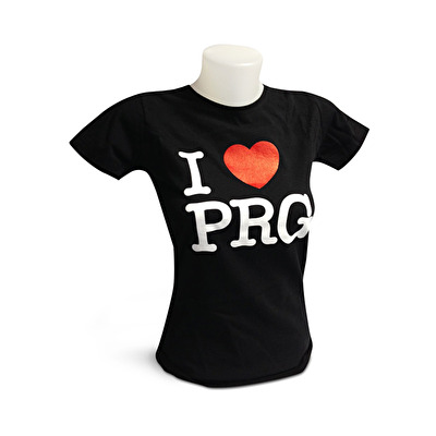 Women‘s T-shirt I love PRG black 86.