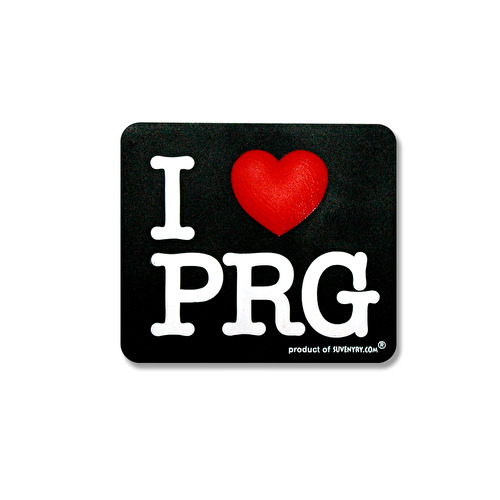 Gummimagnet  I love PRG schwarz