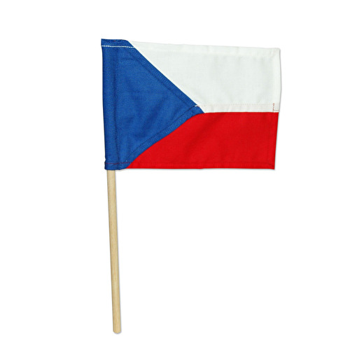 Die Flagge der Tschechischen Republik mit dem Holzstab 10x15 cm 