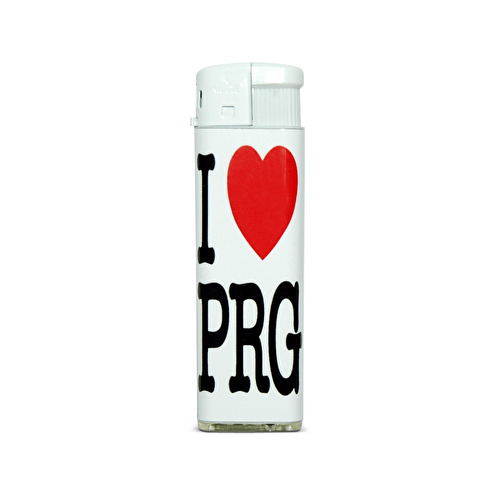 Feuerzeug piezo I love PRG weiß