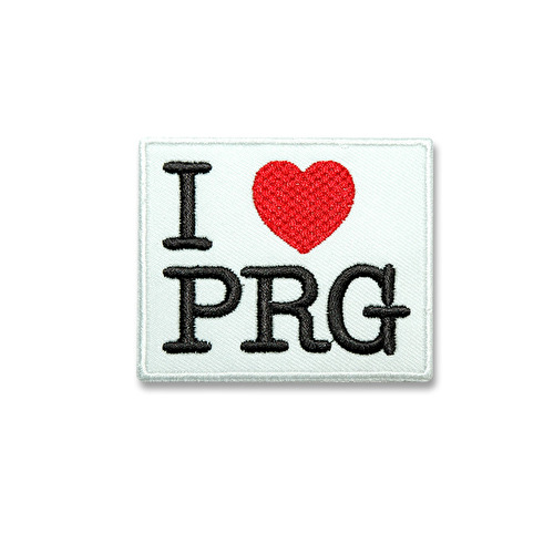 Badge I love PRG white 34.