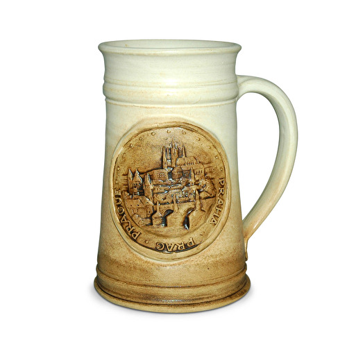Keramik-Humpen handgemacht Prager Burg hell F