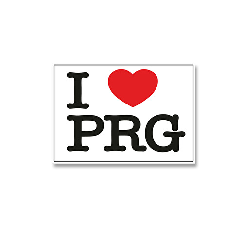Aufkleber I love PRG weiß 43.