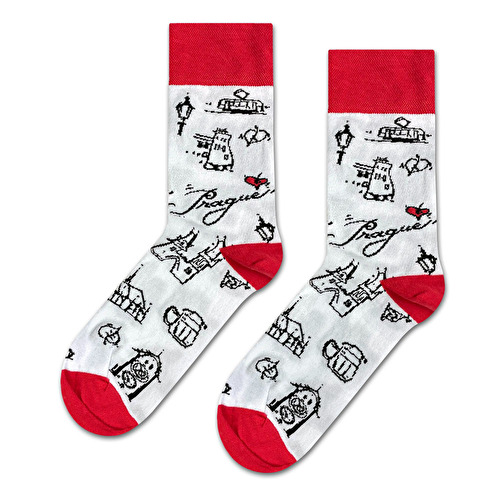 Ponožky PAR bílé+červené