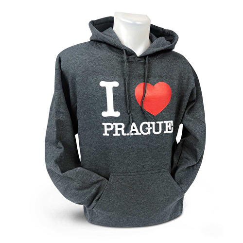 Sweatshirt mit Kapuze I love PRAGUE dunkelgrau M32.