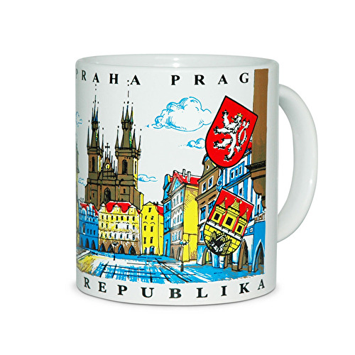 Mug  painted Prague - Old Town Square white