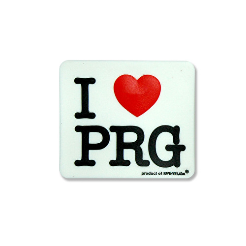 Gummimagnet I love PRG weiß