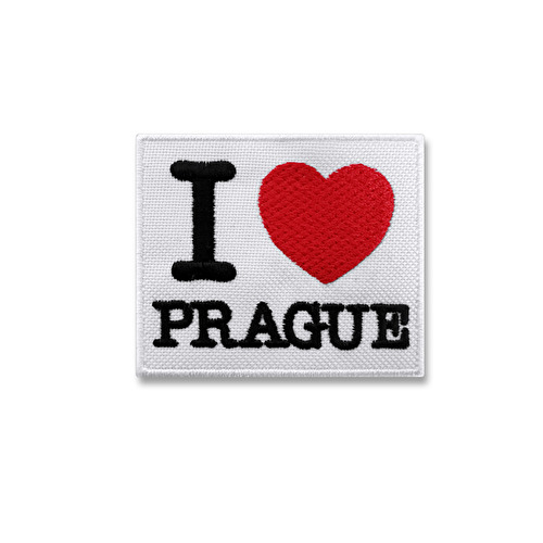 Badge I love Prague white 39.