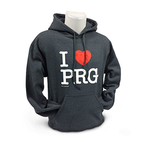Sweatshirt mit Kapuze I love PRG dunkelgrau M24. 