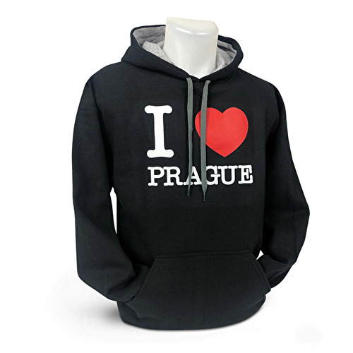 Mikina s kapucí I love PRAGUE černá M32.