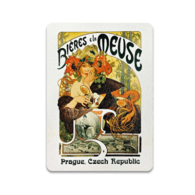 Wooden magnet Mucha Bieres 76.