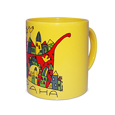 Tasse Prag die Katze B gelb