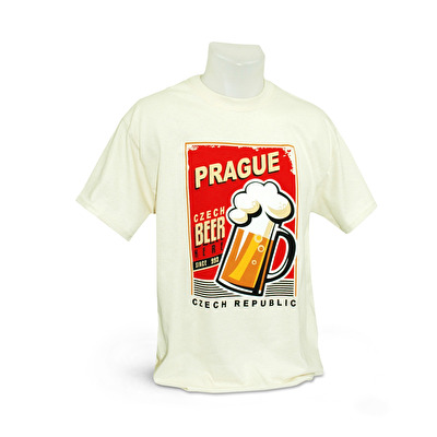 Tričko Praha Pivo 77. - Béžová