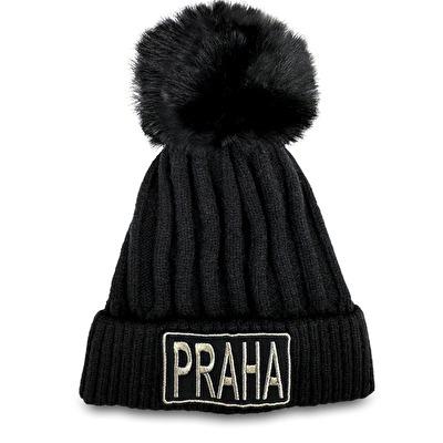 Winter hat with Pom-Pom PRAHA black