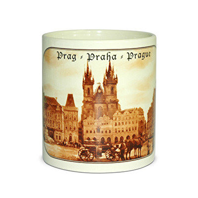 Tasse Prag Altstädter Ring die Pferde beige - Beige