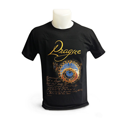 T-shirt Prague Astronomical Clock 28. - Black