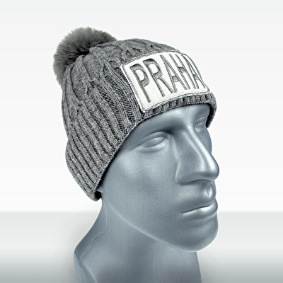 Winter hat with Pom-Pom PRAHA grey