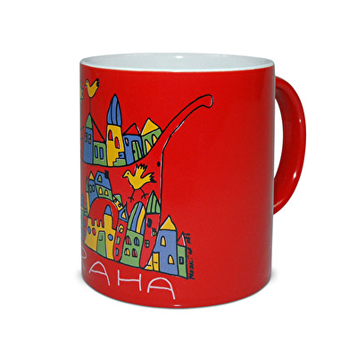 Tasse Prag die Katze B rot