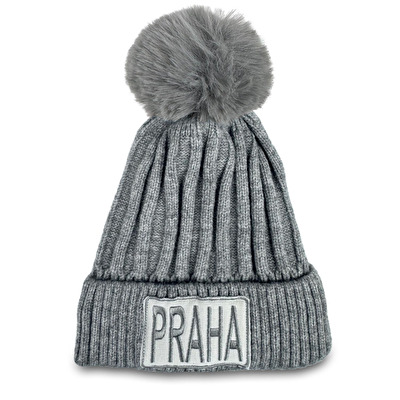 Winter hat with Pom-Pom PRAHA grey