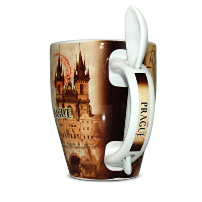 Tasse groß Prag mit Löffel Retro