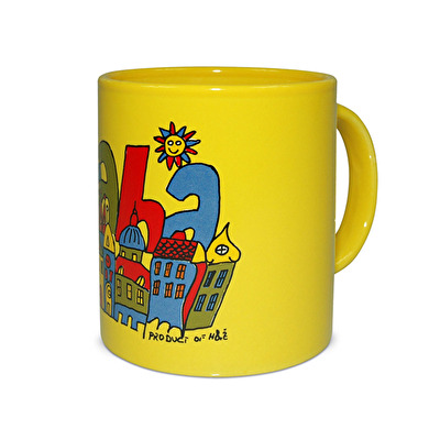 Tasse Prag Aufschrift G gelb