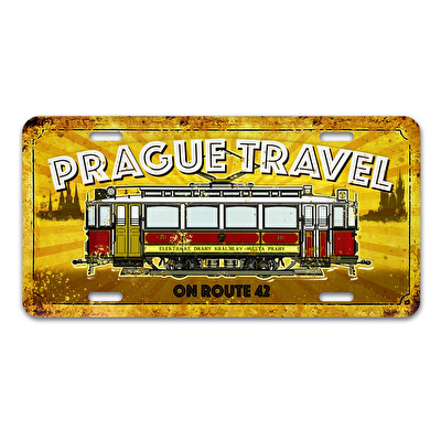 Plechová značka Praha 30x15 cm Tramvaj