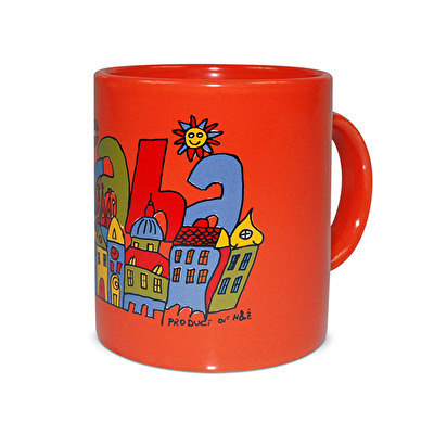 Tasse Prag Aufschrift G orange