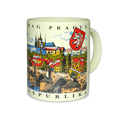 Tasse Prag gemalt der Hradschin - Hradcany beige - Beige