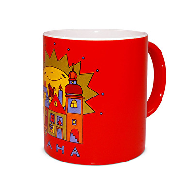 Tasse Prag die Sonne E rot