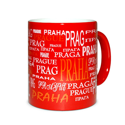 Tasse Prag die Aufschriften rot  - Rot