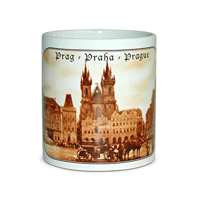 Tasse Prag Altstädter Ring die Pferde weiß - Weiss