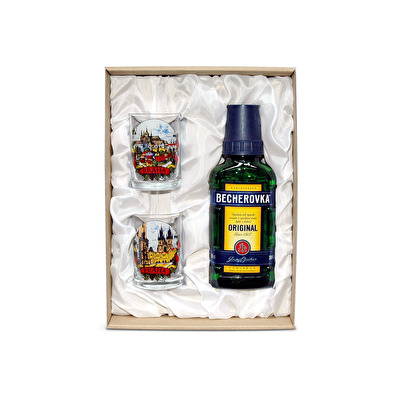 Gift set Prague Becherovka glass