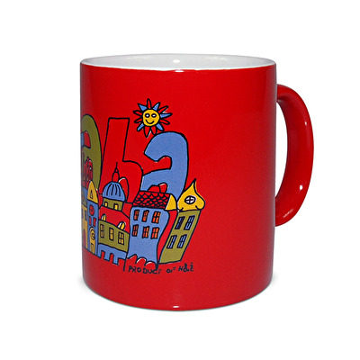 Tasse Prag Aufschrift G rot