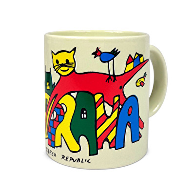 Tasse Prag  die Katze A beige