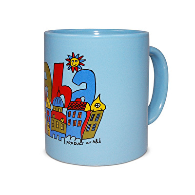 Tasse Prag Aufschrift G hellblau